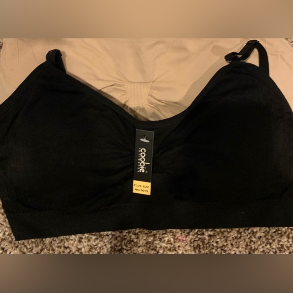 Coobie Bras Plus/Full Size-Black No Wires Full Support Maternity Mastectomy
